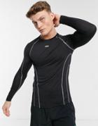 Asos 4505 Muscle Training Long Sleeve T-shirt With Reflective Stitching-black