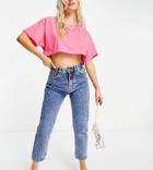 Pull & Bear Petite Mom Jeans In Blue-blues