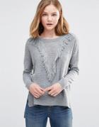 Vero Moda Clarisa Tassle Front Sweater - Light Gray Melange