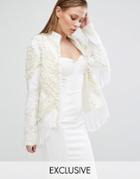 A Star Is Born Embroidered Fringe Trophy Jacket - Cream