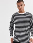 New Look Long Sleeve Stripe T-shirt In Mono