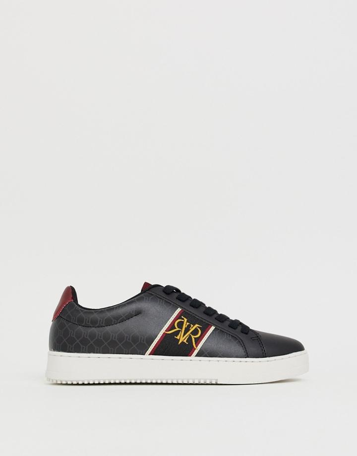 River Island Sneakers With Side Logo Print In Black - Black