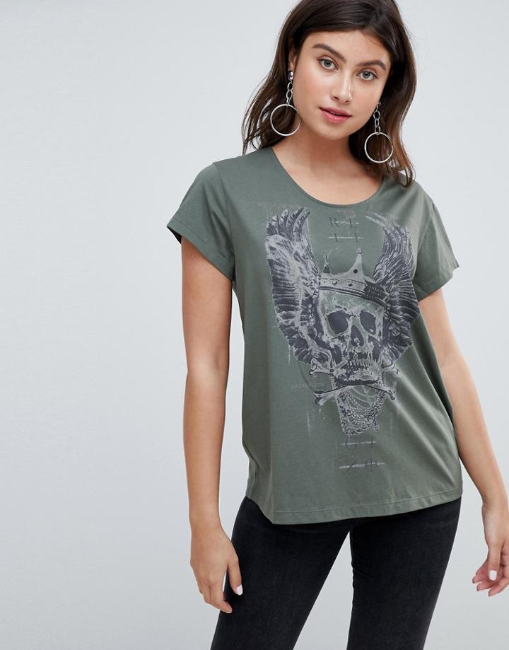 Religion Skull Daisy T-shirt - Green