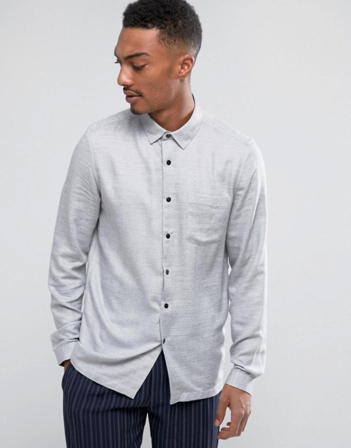 Asos Regular Fit Marl Twill Shirt In Gray - Gray