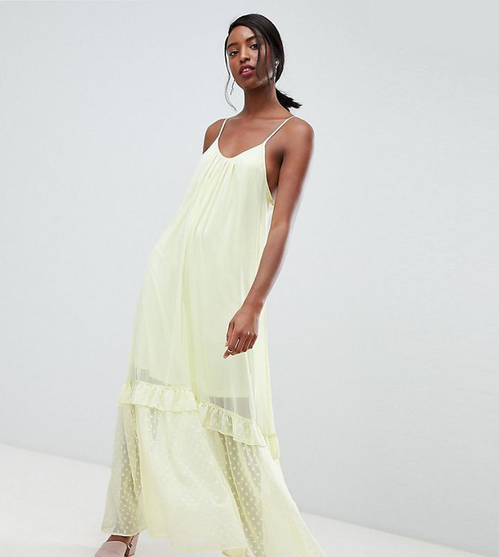 Vero Moda Tall Chiffon Maxi Cami Dress - Yellow
