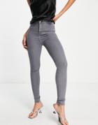 Naanaa High Waist Skinny Jeans In Gray-grey