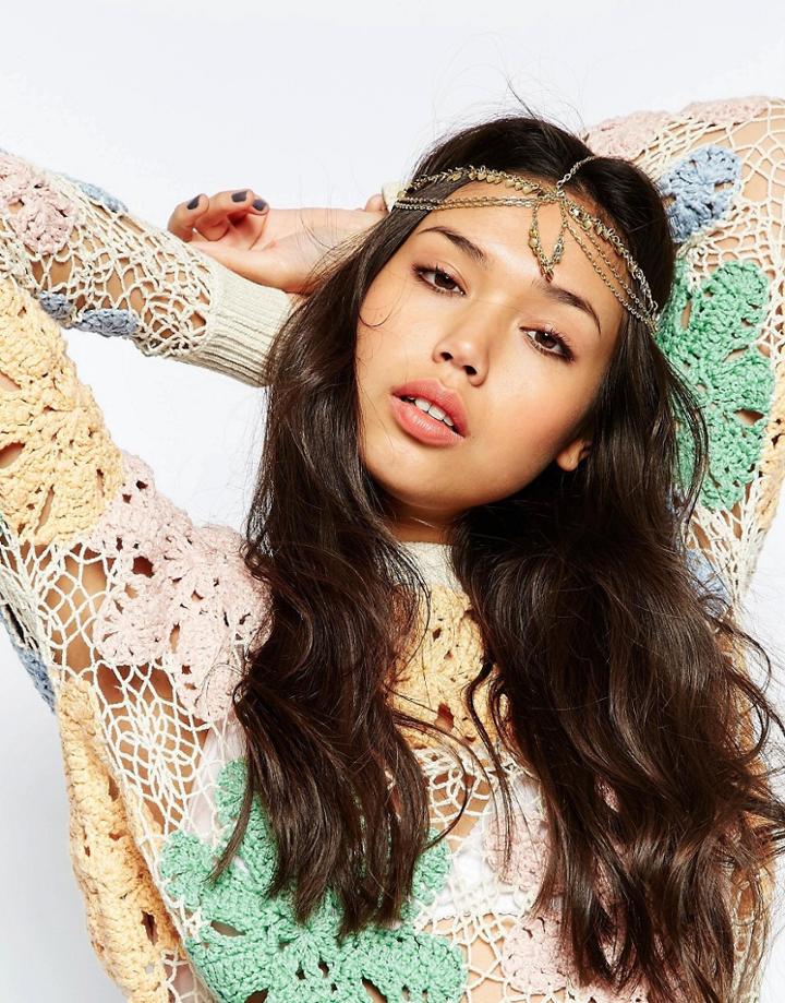 Asos Petal Hair Chain Headband - Gold