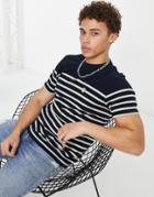 Pretty Green Breton Stripe T-shirt In Navy