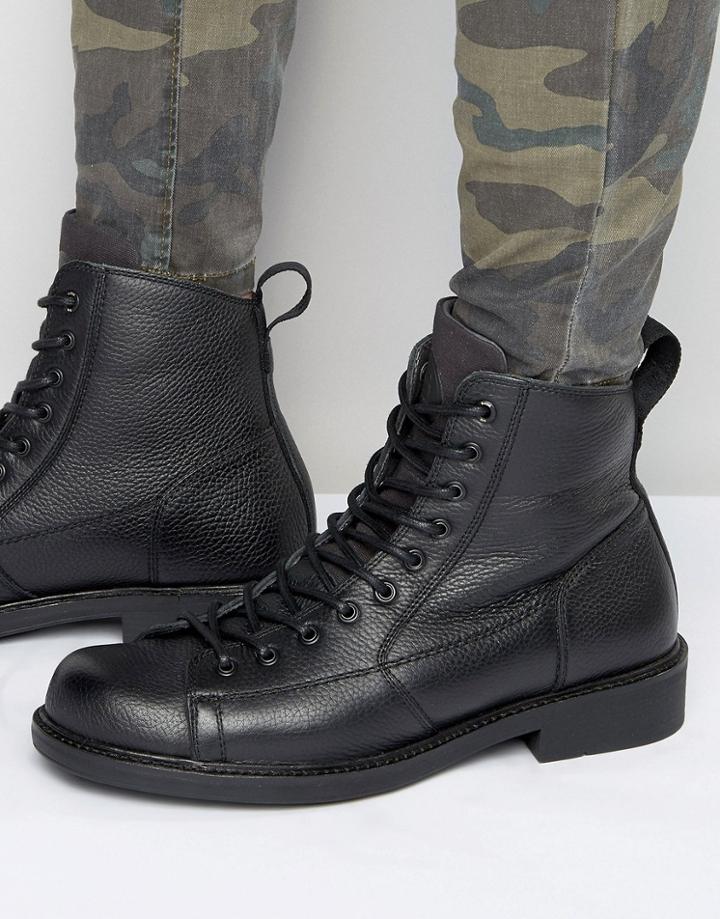 G-star Roofer Lace Up Leather Boots - Black