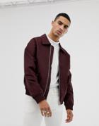 Mennace Harrington Bomber Jacket In Red