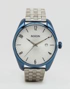 Nixon Navy & Silver Bullet Bracelet Watch - Silver