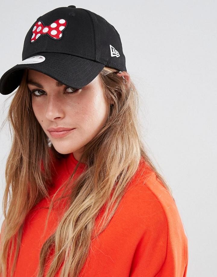 New Era 9forty Cap With Minnie Mouse Bow - Black
