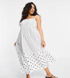 River Island Plus Polka Dot Midi Beach Dress In White