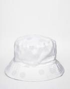 Asos Bucket Hat In White With Polka Dots - White