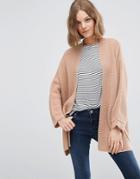 Asos Stitch Detail Cardigan - Nude