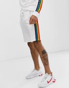 Only & Sons Rainbow Side Stripe Sweat Shorts In White