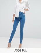 Asos Tall Ridley High Waist Skinny Jeans In Lily Wash - Blue
