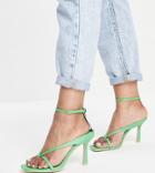 Raid Wide Fit Meeka Strappy Mid Heeled Sandals In Green