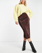 Asos Design Plisse Column Midi Skirt In Spot Print-multi