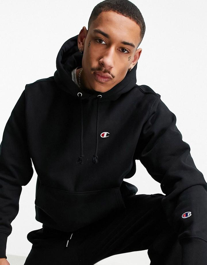 Champion Small Logo Hoodie In Black