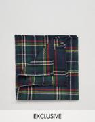 Reclaimed Vintage Check Pocket Square In Blackwatch - Green