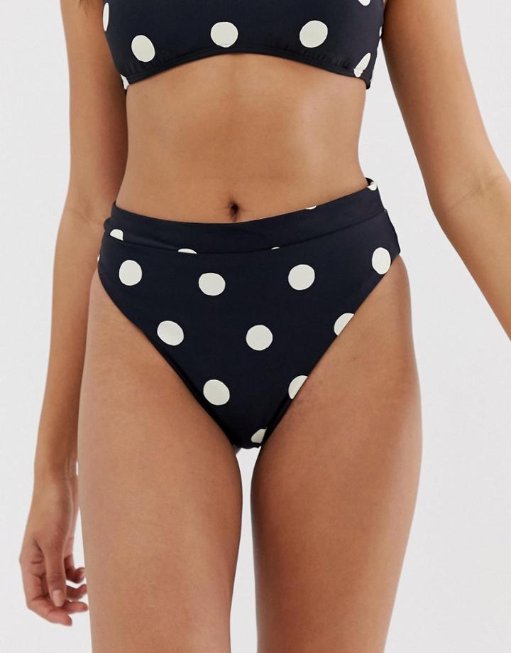 Billabong Reversible High Leg Spot Bikini Bottom In Black And White - Multi