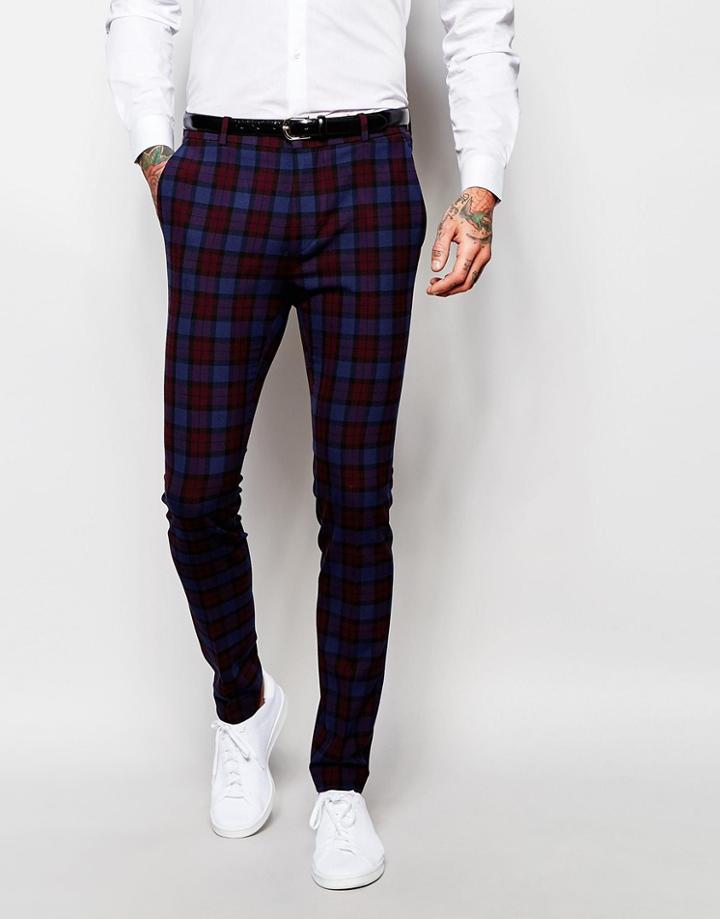 Asos Skinny Suit Pant In Plaid Check