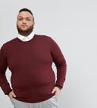 Asos Plus Merino Wool Sweater In Burgundy - Red