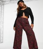 Simply Be Wide Leg Pants In Black Ditsy Floral
