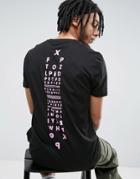 Asos Longline T-shirt With Spine Back Print - Black