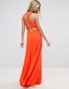 Asos Cut Out Front Strap Back Maxi Dress - Blue
