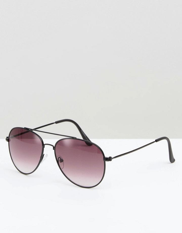 Pull & Bear Aviator Sunglasses In Black - Black