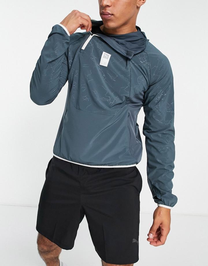 Puma Running First Mile Woven Jacket In Blue And Cream