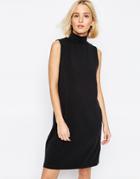 Adpt Longline Sleeveless Dress With High Neck - Black