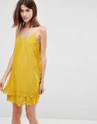 Vila Lace Hem Dress - Mustard