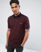 Fred Perry Slim Pique Polo Shirt Color Block In Red - Red