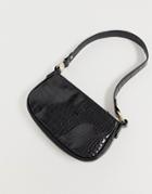 Asos Design Croc Effect 90s Shoulder Bag-black