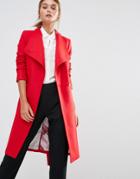 Ted Baker Aurore Longline Wrap Collar Coat - Red