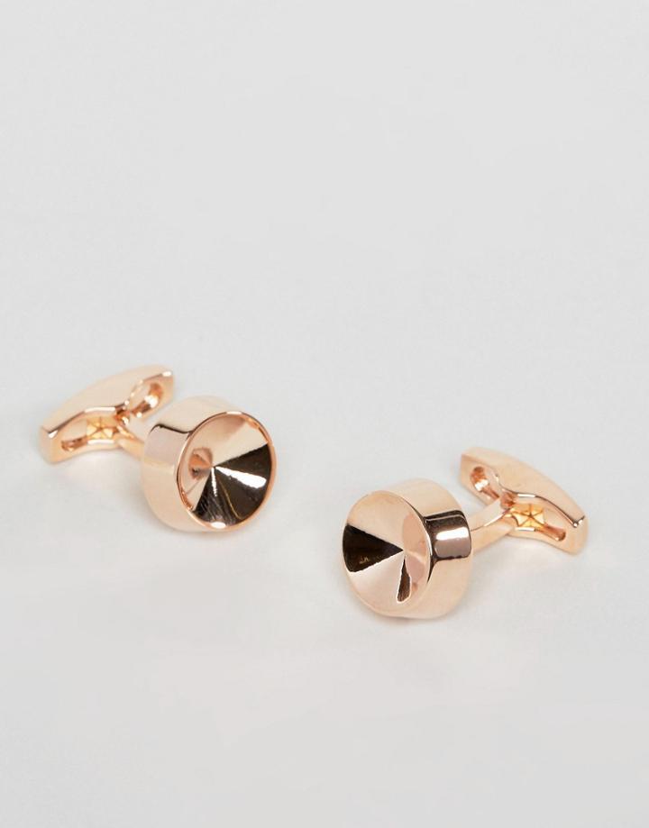 Simon Carter Rose Gold Indent Cufflinks - Gold