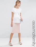Asos Maternity Midi Pencil Skirt In Jersey - Pink
