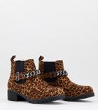 Simply Be Wide Fit Willow Low Ankle Boots In Leopard-multi
