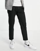 Topman Smart Tapered Pants With Turn Up In Black