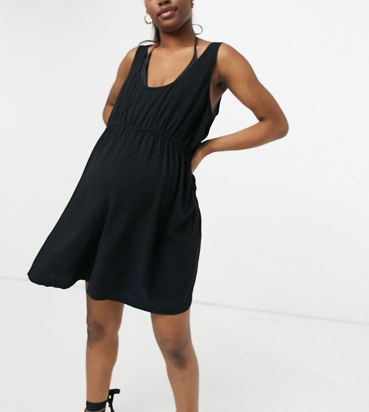 Asos Design Maternity Recycled Scoop Neck Beach Romper In Black
