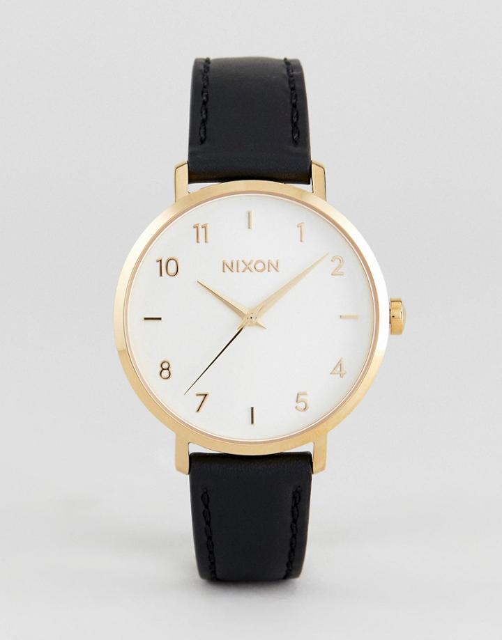 Nixon A1091 Arrow Leather Watch In Black - Black