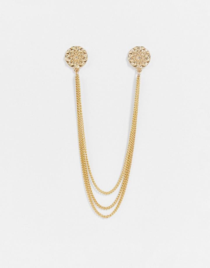 Asos Design Collar Tips In Geometric Design In Gold Tone