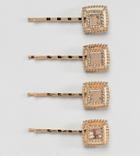 Asos Design Pack Of 4 Chunky Square Hair Clips - Gold