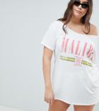 Asos Design Curve Malibu Off Shoulder Jersey Beach Tee - Multi