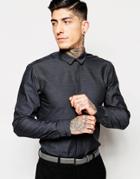 Minimum Smart Shirt With Covered Placket - Charcoal Melange
