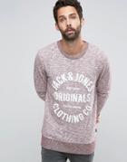 Jack & Jones Graphic Melange Sweat - Red