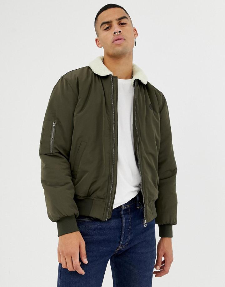 Le Breve Borg Aviator Jacket-green
